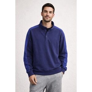 Outdoor Voices Men's Relaxed Fit Rugby Stripe Pullover Henley Sweatshirt Medium